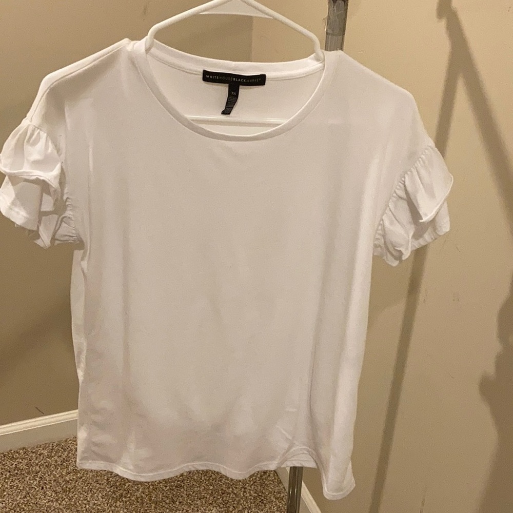 Ruffle sleeve white tee (WHBM)